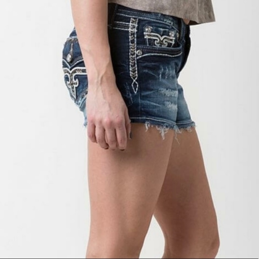 Rock Revival Linnett Shorts - Distressed - Rhinestones - SZ 28 - Picture 3 of 8